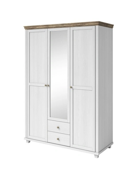 Evora EV19 Mirrored Classic With Doors Wardrobe Abisko Ash / Lefkas Oak 154 x 216 x 62 cm