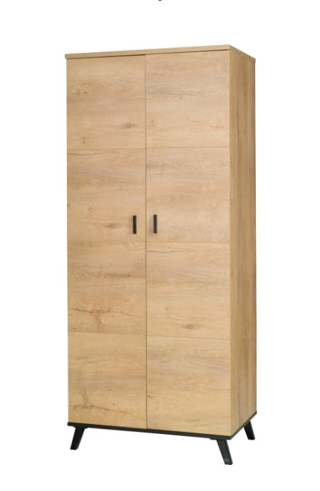 John JH1 Classic With Doors Wardrobe Lefkas Oak / Black 191 x 81 x 55 cm