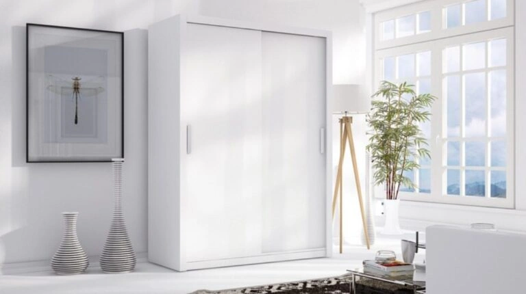 London 150 Sliding Wardrobe White Mat 150 x 215 x 62 cm