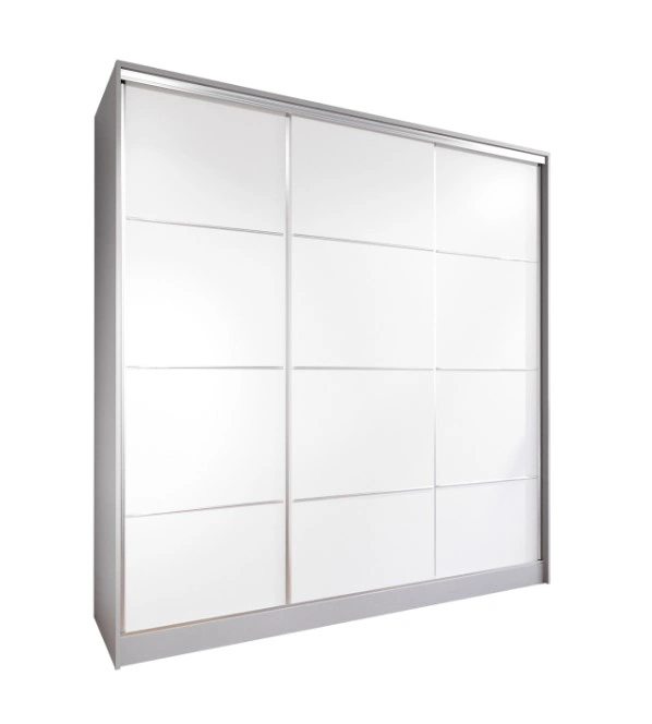 Lotus 200 Sliding Wardrobe With Drawers Grey / White 200 x 205 x 60 cm