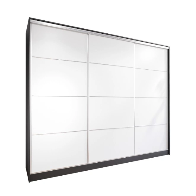 Lotus 270 Sliding Wardrobe With Drawers Black / White 270 x 205 x 60 cm