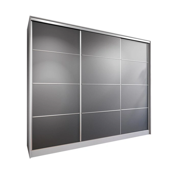 Lotus 250 Sliding Wardrobe With Drawers Grey / Black 250 x 205 x 60 cm