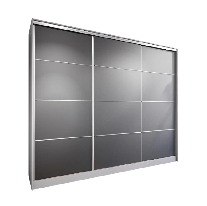 Lotus 270 Sliding Wardrobe With Drawers Grey / Black 270 x 205 x 60 cm