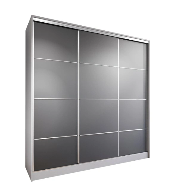 Lotus 200 Sliding Wardrobe With Drawers Grey / Black 200 x 205 x 60 cm