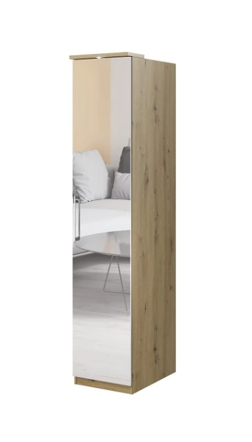 Optima OP57 Mirrored Classic With Doors Wardrobe Without LED Artisan Oak 45 x 217 x 63 cm