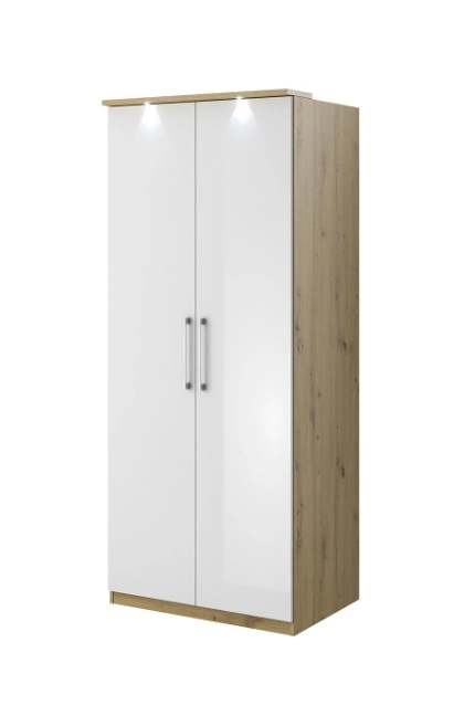 Optima OP18 Classic With Doors Wardrobe Without LED Artisan Oak / White Shine 90 x 217 x 63 cm