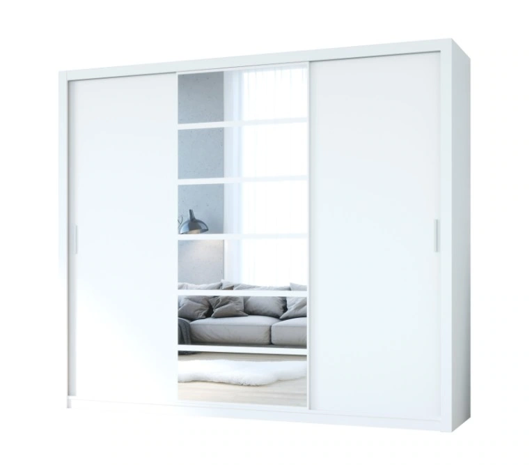 Panama 250 Mirrored Sliding Wardrobe White 250 x 215 x 62 cm