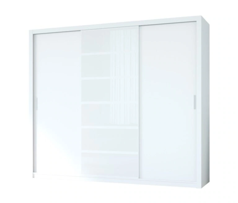 Panama 250 Sliding Wardrobe White / White Glass 250 x 215 x 62 cm