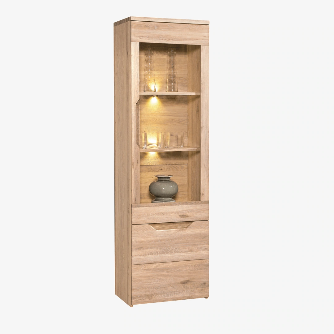 Selene Display Cabinet Dresser Sideboard 1 Door Tall Oak