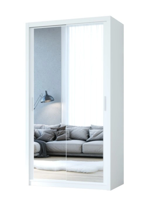 Vista 120 Mirrored Sliding Wardrobe White 120 x 215 x 62 cm