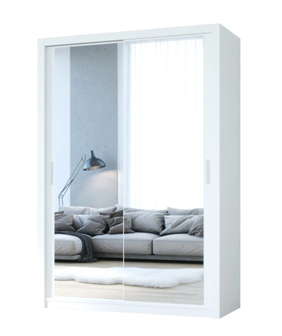 Vista 150 Mirrored Sliding Wardrobe White 150 x 215 x 62 cm