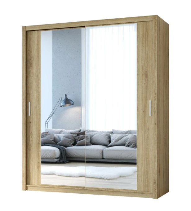 Vista 180 Mirrored Sliding Wardrobe Golden Oak 180 x 215 x 62 cm