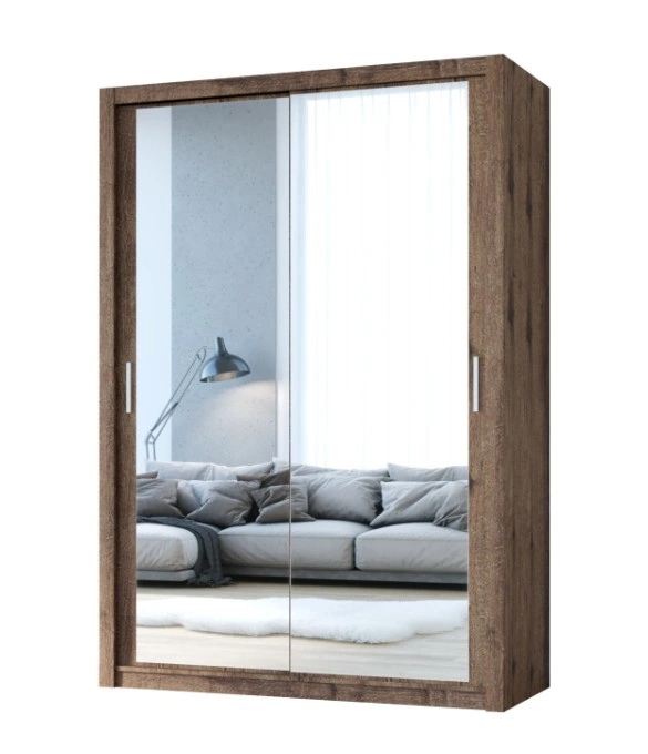 Vista 150 Mirrored Sliding Wardrobe Monastery Oak 150 x 215 x 62 cm