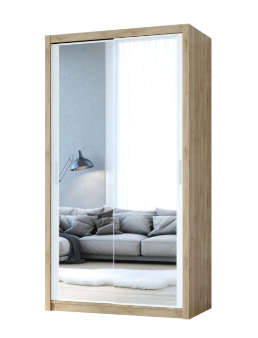 Vista 120 Mirrored Sliding Wardrobe Artisan Oak / White 120 x 215 x 62 cm