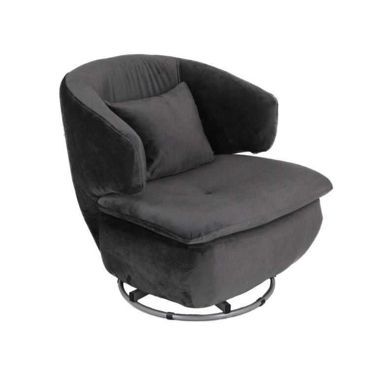 Rodo Swivel Armchair Dark Grey Velluto 19