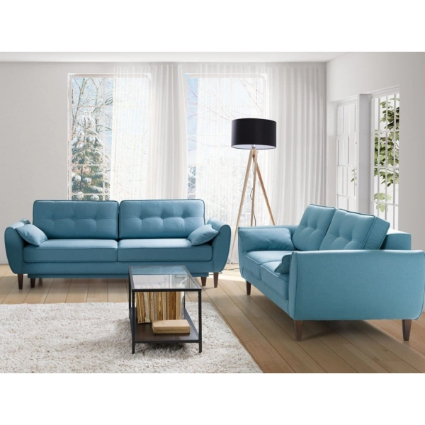 Candy 3 Seater Sofa Bed Light Blue Bergamo 82