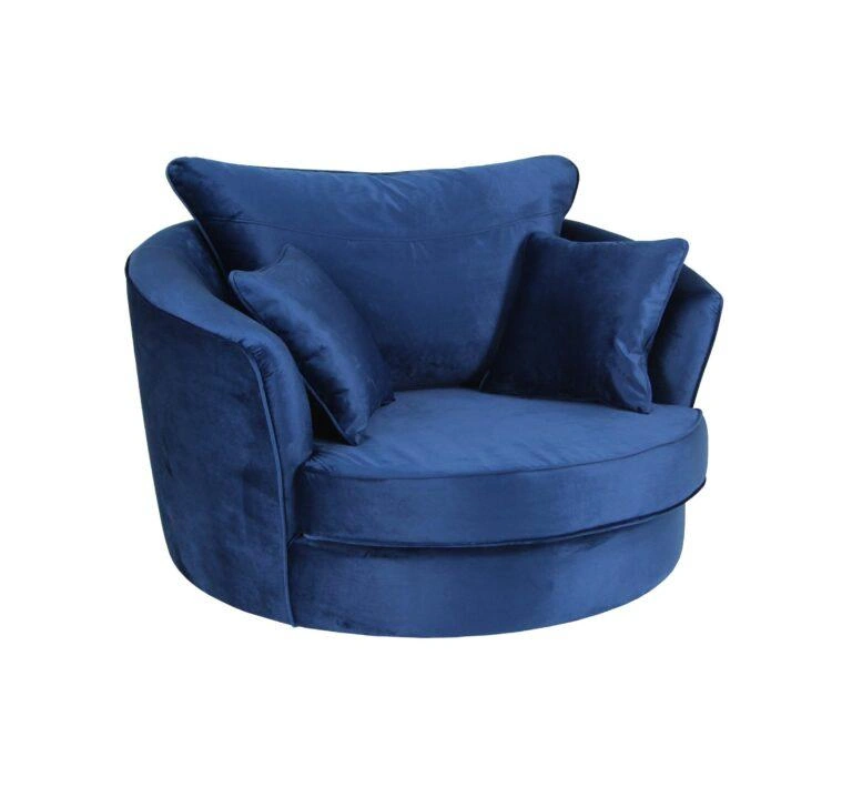 Swivel Big Armchair Navy Blue Velluto 25