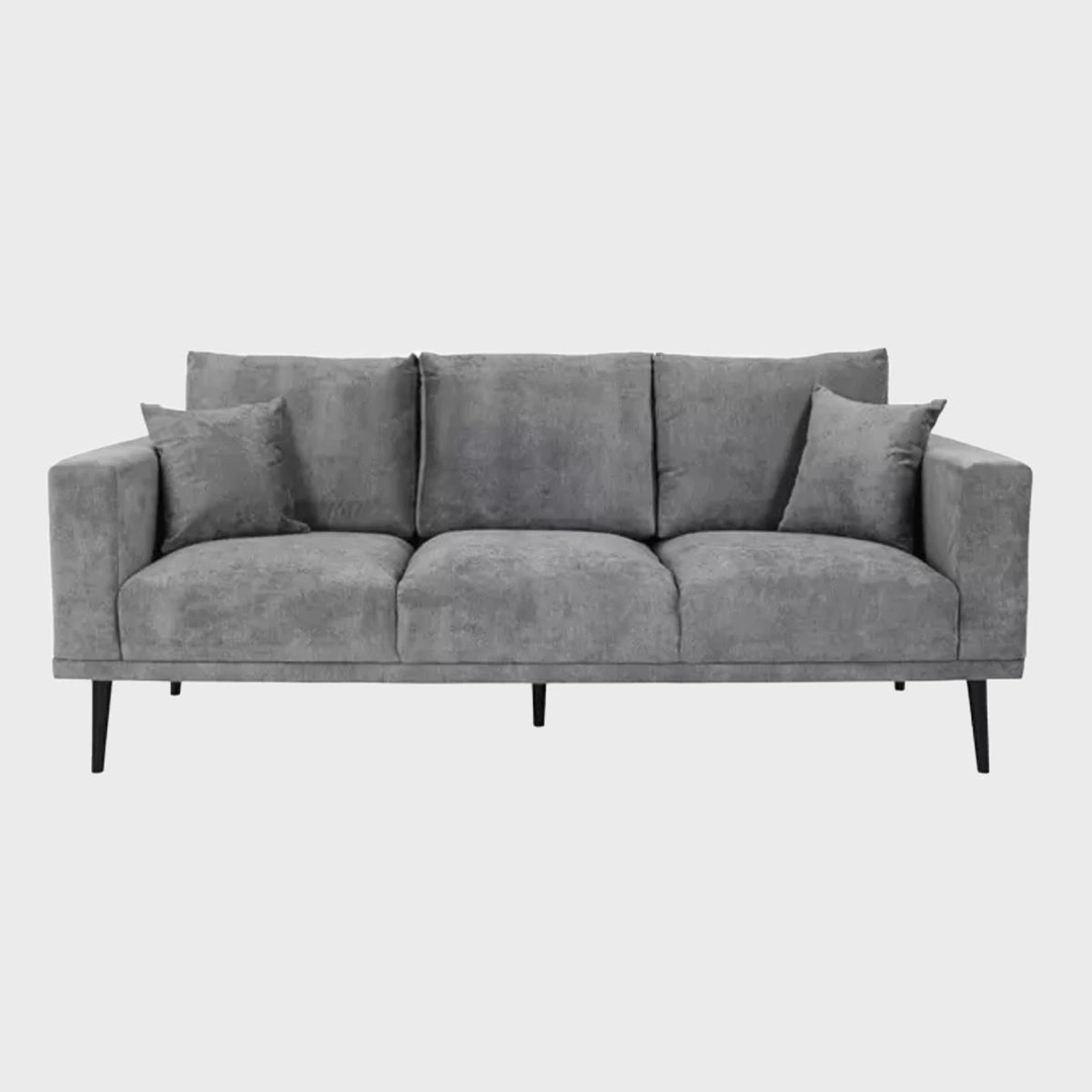 Urban 3 Seater Sofa Grey Plush Steel