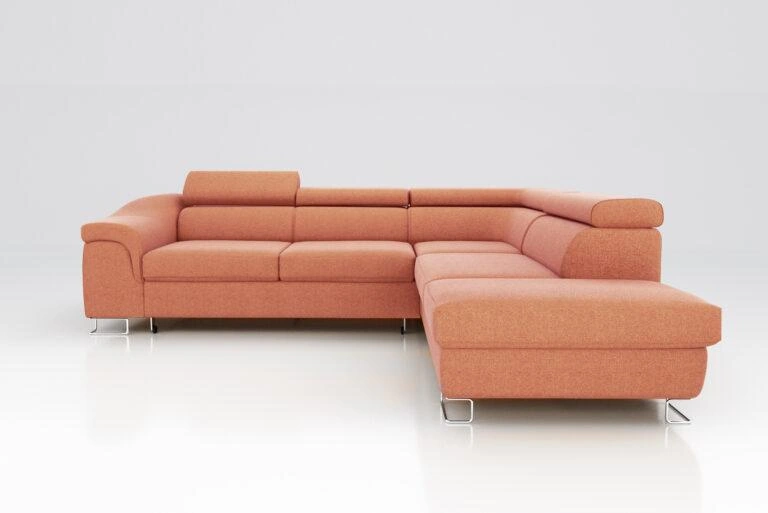 Lavos Corner Sofa Bed Right Orange
