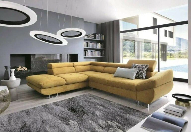 Fabio Corner Sofa Bed Left Yellow Esperta 9