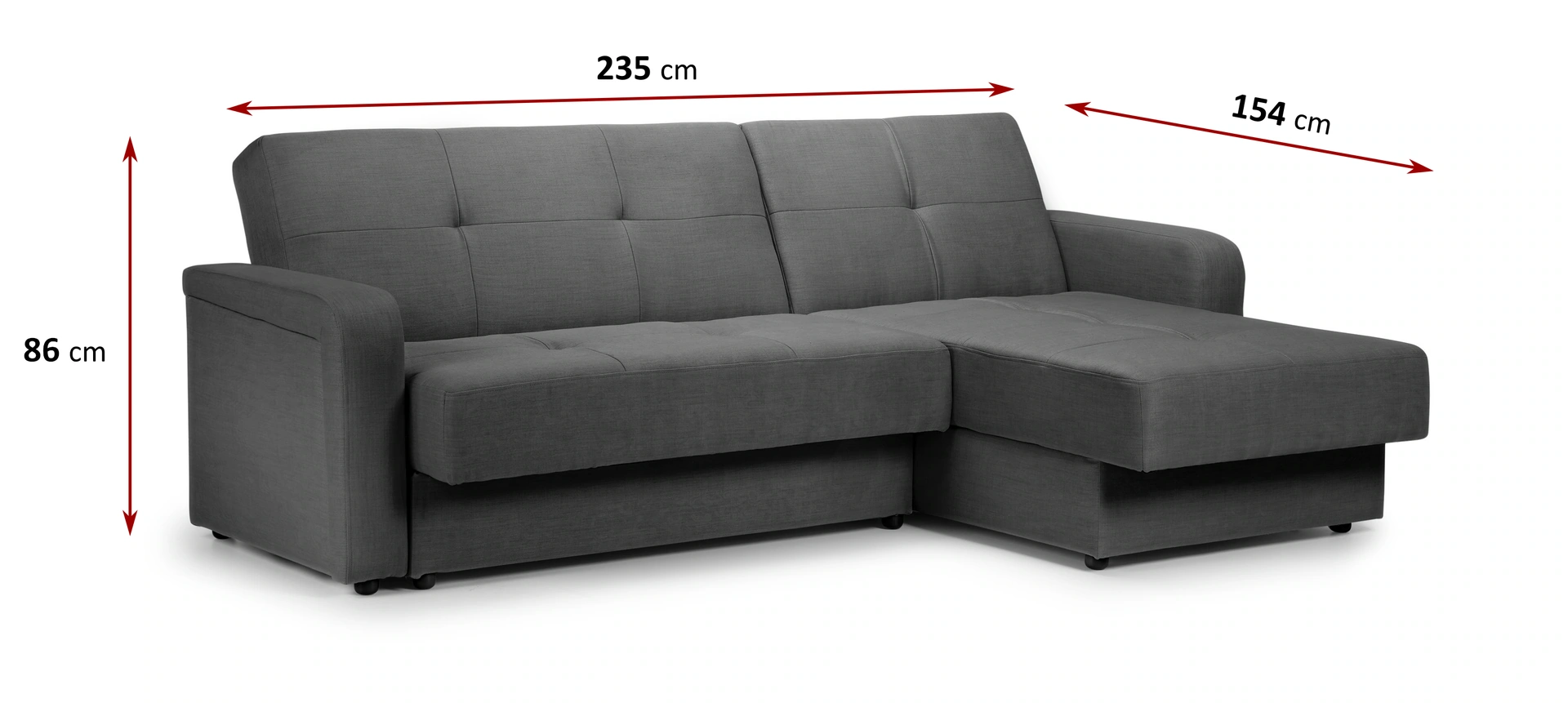 Kair Corner Sofa Bed Right Grey Turin Grey Universal