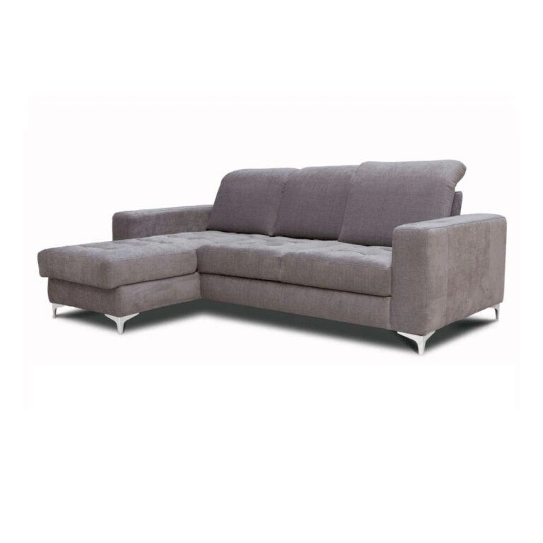Barcelona 3 Seater Corner Sofa Bed Block Armrests Left Grey / Pink Spirit 213