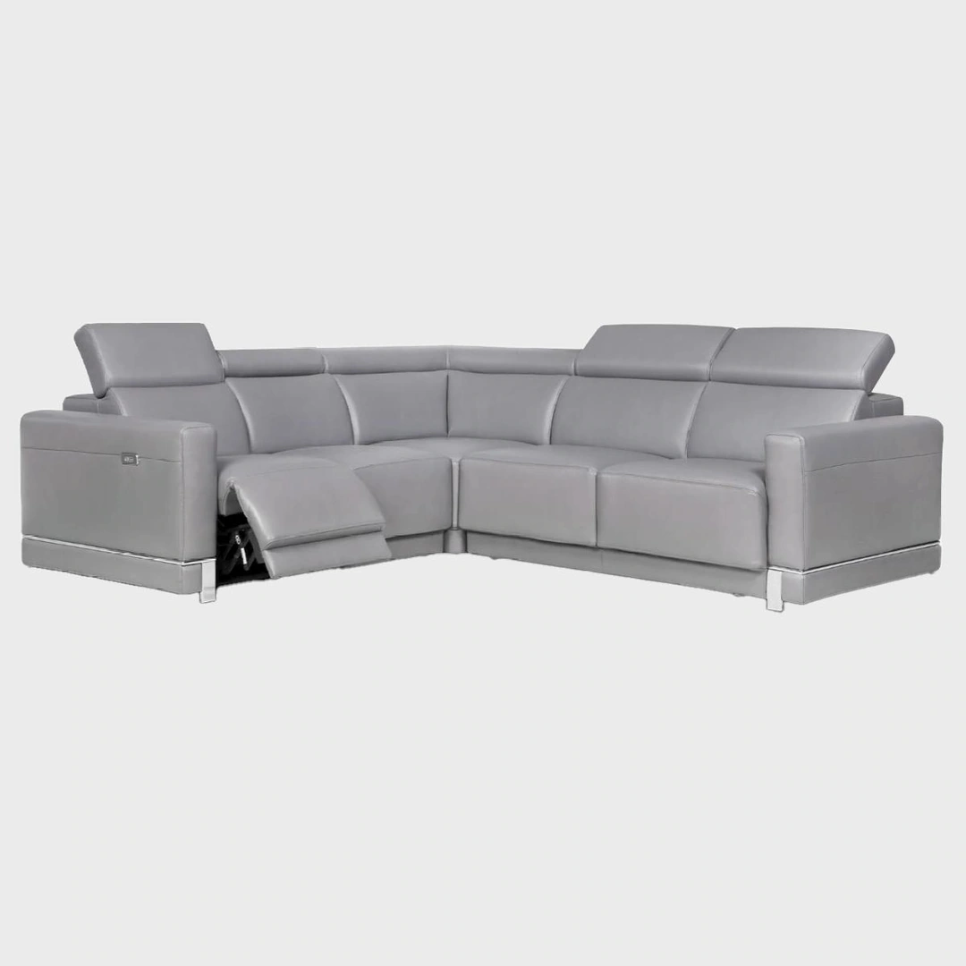 Belize Corner Sofa Bed Left Bright Grey Leather SKH 28