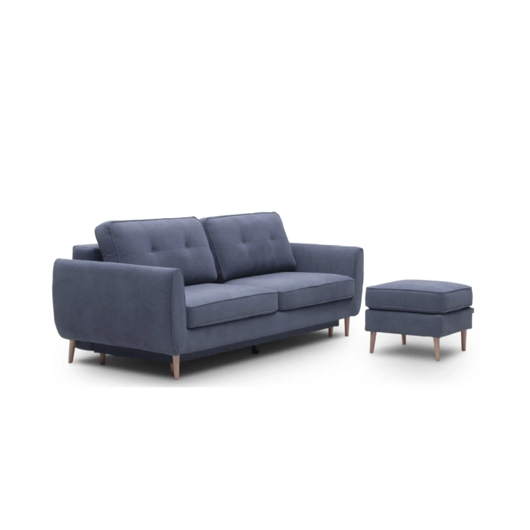 Oland 3 Sofa Bed Dark Blue Mystic 603 + Pouf