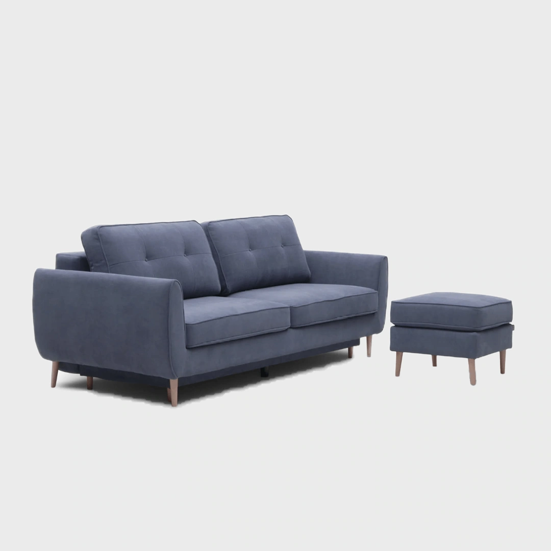 Oland 3 Sofa Bed Dark Blue Mystic 603 + Pouf